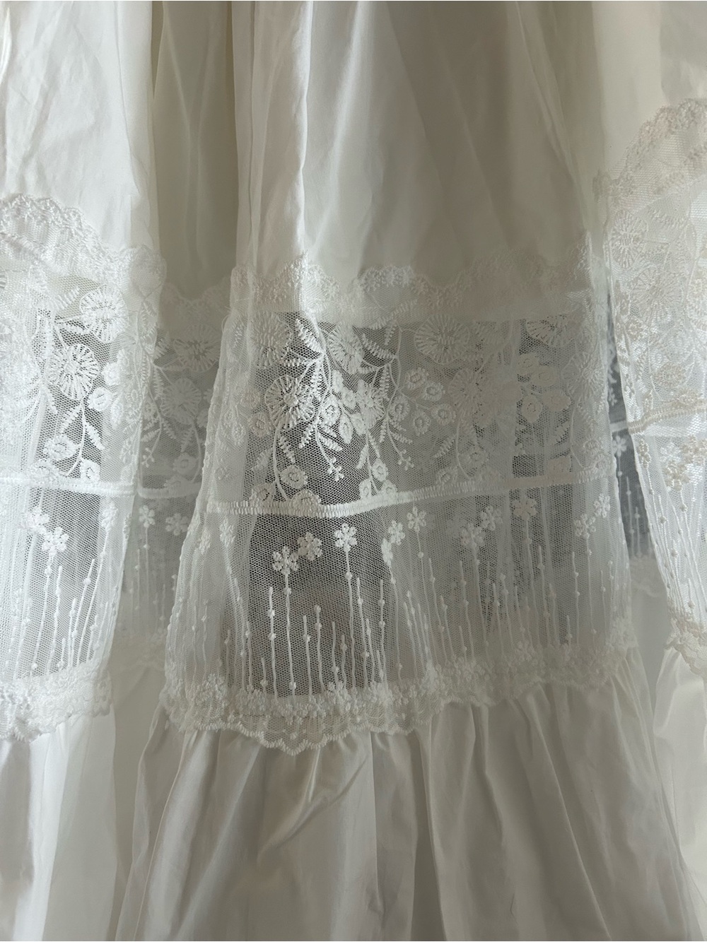 Aqua White Tiered Midi Skirt with Lace Panel - Picture 2 of 7